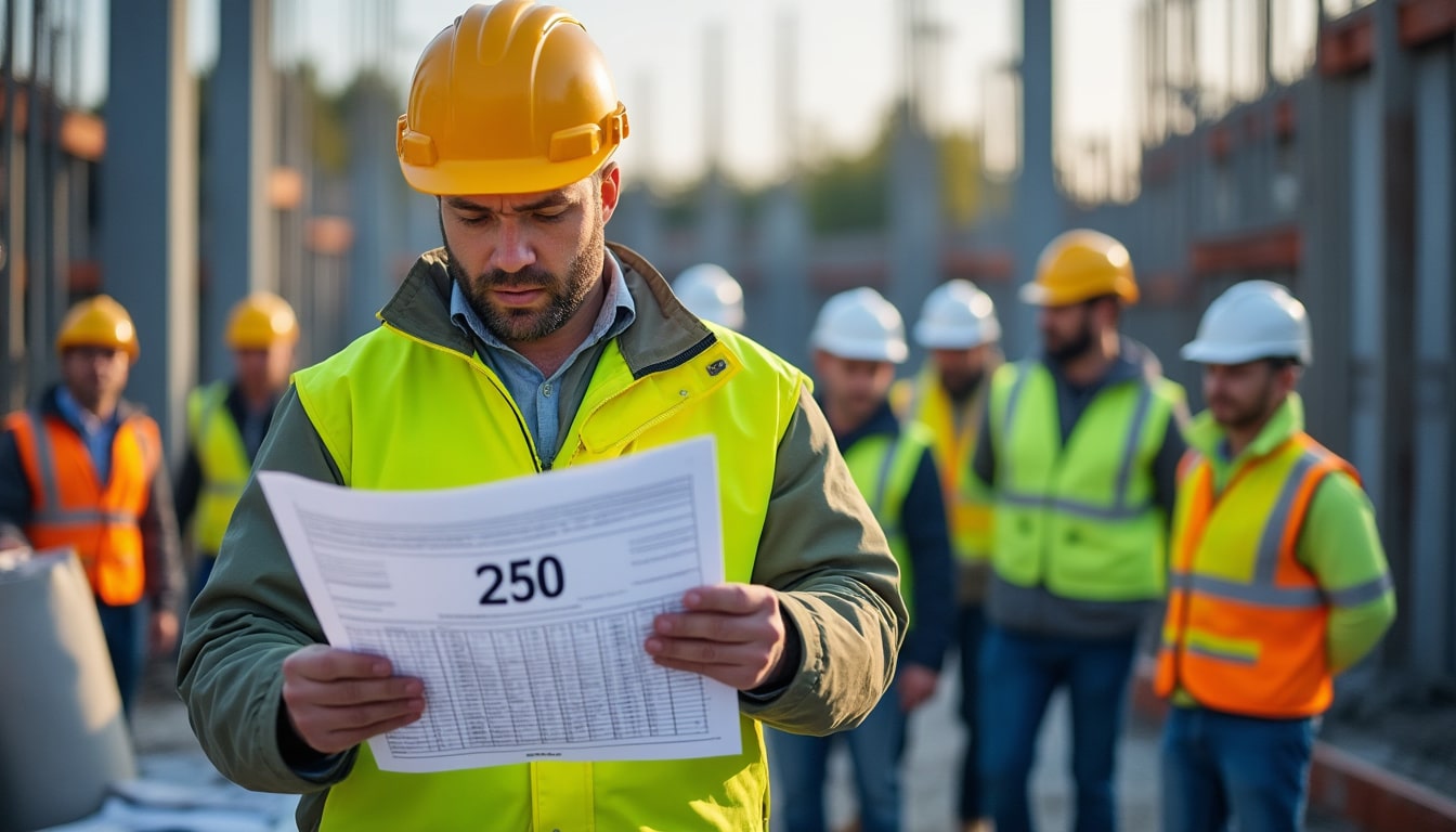 Illustration: Comprendre le rôle du coefficient 250 dans la classification des salariés du bâtiment